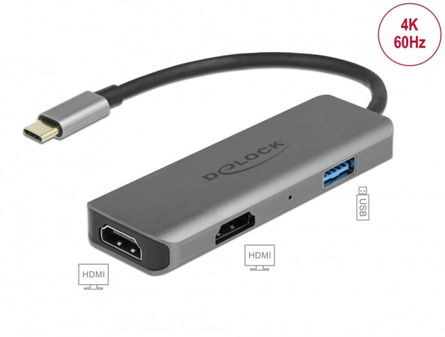 Delock 87780 Usb Type-C™ Dual Hdmi Adapter With 4K 60 Hz And Usb Port