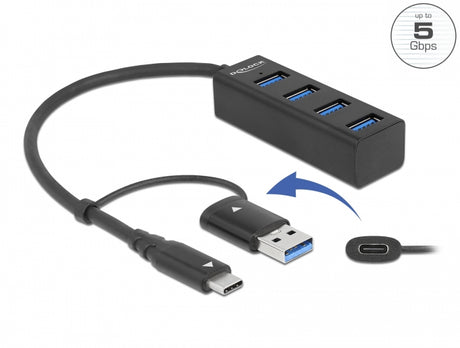 Delock 63828 4 Port Usb 5 Gbps Hub With Usb Type-C™ Or Usb Type-A Connector