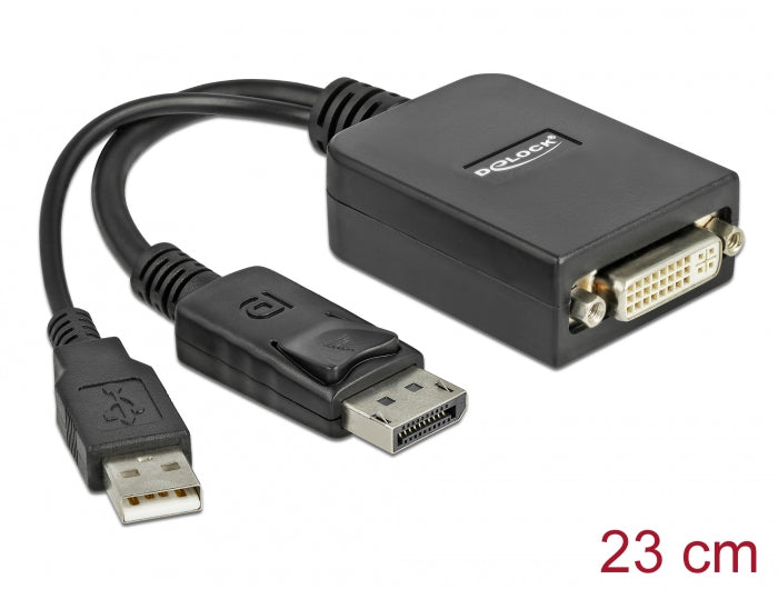 Delock 61855 Adapter Displayport 1.1 Male > Dvi Female Active Black