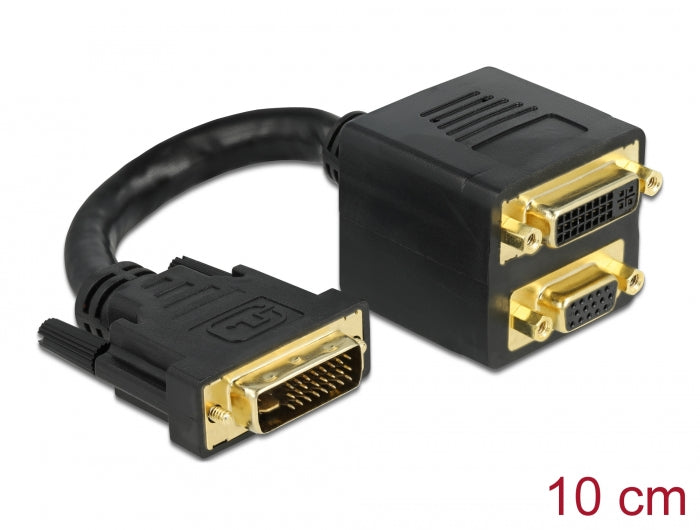 Delock 65052 Adapter Dvi-I Male To Dvi-I And Vga Female