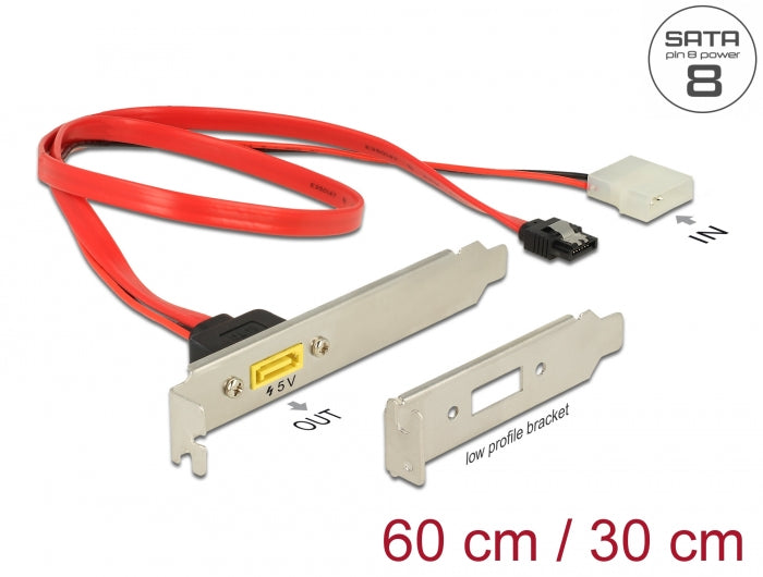 Delock 84949 Slot Bracket Sata 6 Gb/S 7 Pin Receptacle + Molex 2 Pin Power Plug