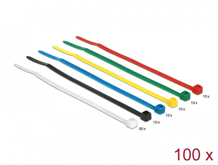 Delock 18627 Cable Ties Coloured L 100 X W 2.5 Mm 100 Pieces