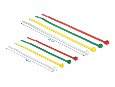 Delock 18628 Cable Ties Coloured L 100 X W 2.5 Mm + L 200 X W 3.6 Mm 200 Pieces