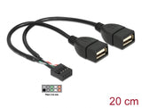 Delock 83292 Usb Cable Pin Header Female > 2 X Usb 2.0 Type-A Female 20 Cm