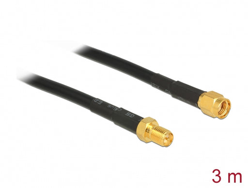 Delock 89424 Antenna Cable Rp-Sma Plug > Rp-Sma Jack Cfd/Rf200 3 M Low Loss