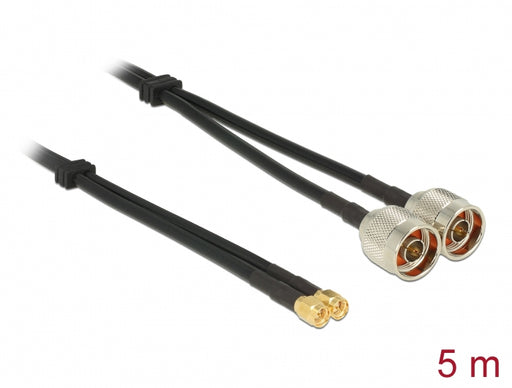 Delock 89467 Antenna Cable N Plug > Sma Plug Twin Cable Rg-58 C/U 5 M