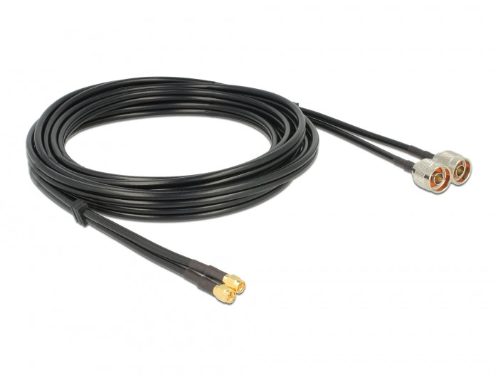 Delock 89467 Antenna Cable N Plug > Sma Plug Twin Cable Rg-58 C/U 5 M