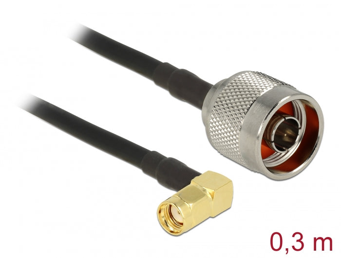 Delock 89578 Antenna Cable N Plug > Rp-Sma Plug 90° Cfd200 0.3 M Low Loss