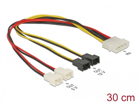 Delock 83343 Cable Power Molex 4 Pin Male > 4 X 2 Pin Fan