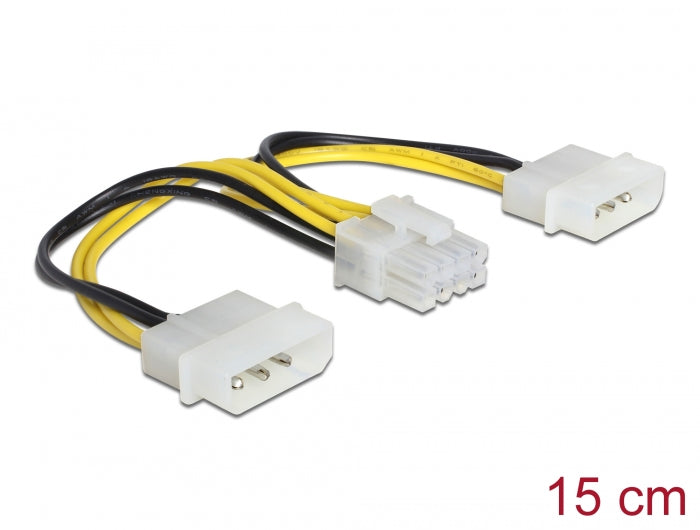 Delock 83410 Power Cable 2 X 4 Pin Molex Male > 8 Pin Eps Male 15 Cm