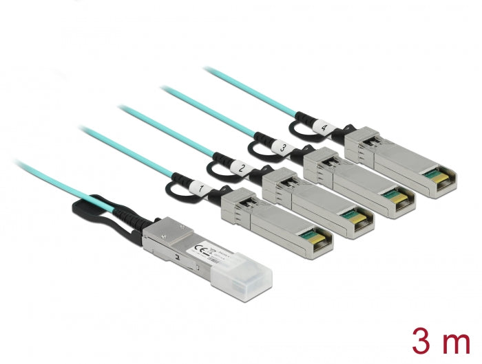 Delock 84058 Active Optical Cable Qsfp+ To 4 X Sfp+ 3 M