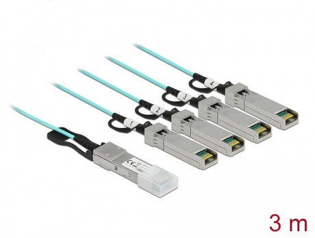 Delock 84058 Active Optical Cable Qsfp+ To 4 X Sfp+ 3 M