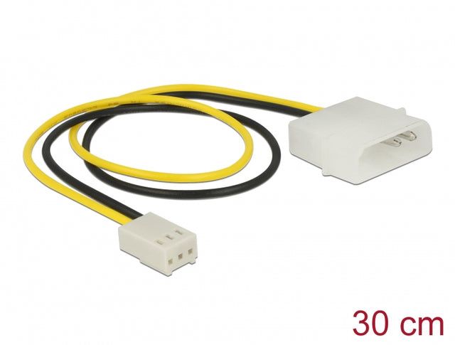 Delock 83659 Power Cable 2 Pin Male > 3 Pin Female (Fan) 30 Cm