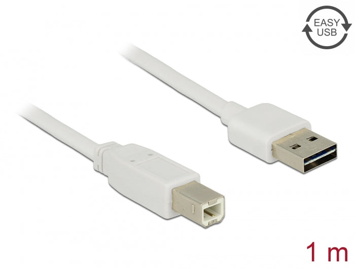 Delock 83686 Cable Easy-Usb 2.0 Type-A Male > Usb 2.0 Type-B Male 1 M White