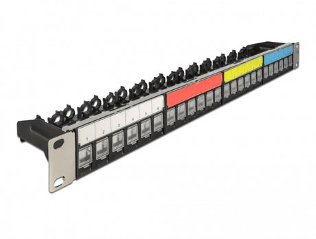 Delock 66921 19″ Keystone Patch Panel 24 Port With Cable Fixing Rail