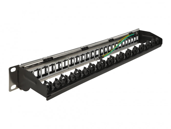 Delock 66921 19″ Keystone Patch Panel 24 Port With Cable Fixing Rail