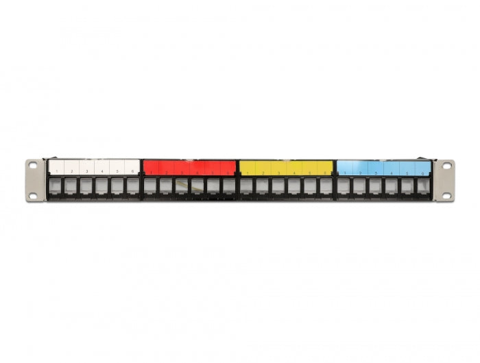 Delock 66921 19″ Keystone Patch Panel 24 Port With Cable Fixing Rail