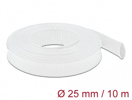 Delock 20806 Braided Sleeve Stretchable 10 M X 25 Mm White