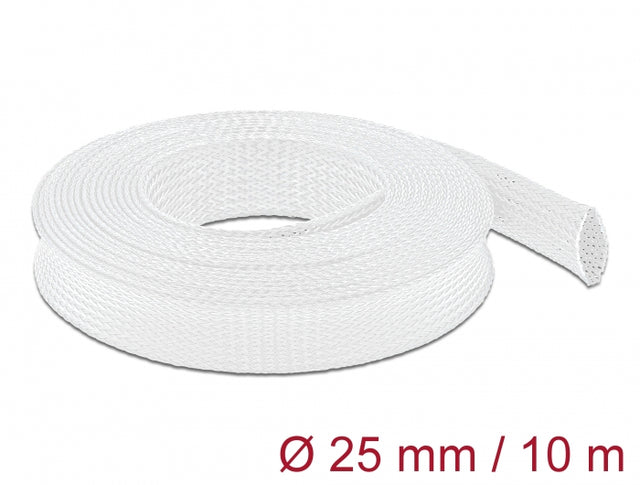 Delock 20806 Braided Sleeve Stretchable 10 M X 25 Mm White