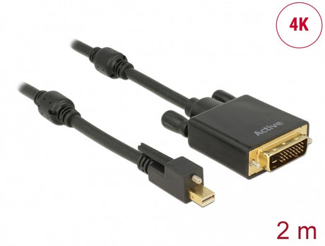 Delock 83726 Cable Mini Displayport 1.2 Male With Screw > Dvi Male 4K Active