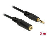 Delock 83766 Stereo Jack Extension Cable 3.5 Mm 3 Pin Male > Female 2 M Black