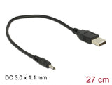 Delock 83793 Cable Usb Type-A Plug Power > Dc 3.0 X 1.1 Mm Male 27 Cm