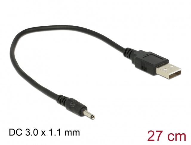 Delock 83793 Cable Usb Type-A Plug Power > Dc 3.0 X 1.1 Mm Male 27 Cm