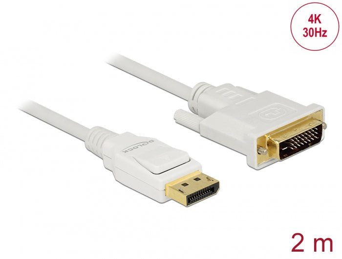 Delock 83814 Cable Displayport 1.2 Male > Dvi 24+1 Male Passive 4K