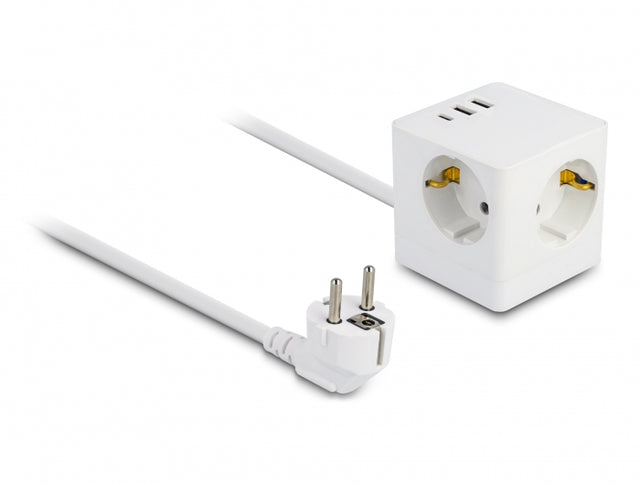 Delock 11497 Extension Socket Cube 3-Way With Childproof Lock And Usb Charge