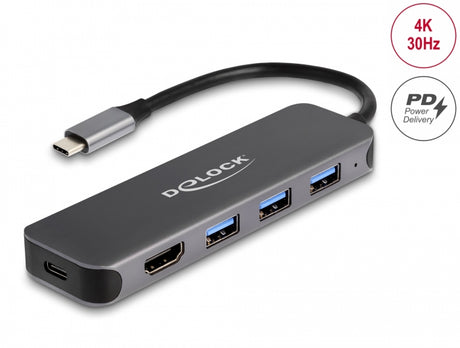 Delock 64171 3 Port Usb Hub And 4K Hdmi Output With Usb Type-C™ Connection