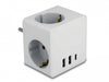 Delock 11496 Multi Socket Cube 3-Way With Childproof Lock And Usb Charger White