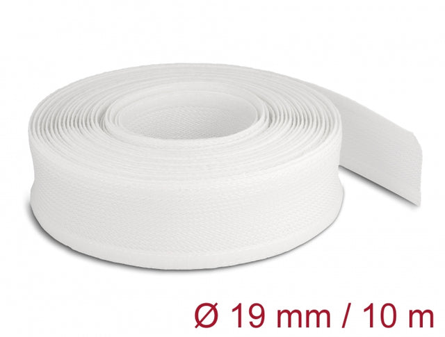 Delock 20819 Braided Sleeving With Hook-And-Loop Fastener 10 M X 19 Mm White