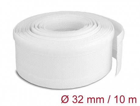 Delock 20820 Braided Sleeving With Hook-And-Loop Fastener 10 M X 32 Mm White