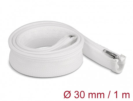 Delock 20822 Braided Sleeve With Zip Fastener Heat-Resistant 1 M X 30 Mm White