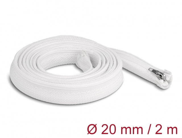 Delock 20827 Braided Sleeve With Zip Fastener Heat-Resistant 2 M X 20 Mm White