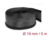 Delock 19050 Braided Sleeving With Hook-And-Loop Fastener 5 M X 19 Mm Black