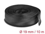 Delock 19056 Braided Sleeving With Hook-And-Loop Fastener 10 M X 19 Mm Black