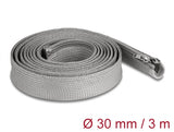 Delock 20837 Braided Sleeve With Zip Fastener Heat-Resistant 3 M X 30 Mm Grey