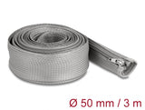 Delock 20838 Braided Sleeve With Zip Fastener Heat-Resistant 3 M X 50 Mm Grey