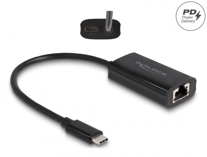 Delock 61026 Usb Type-C™ Adapter To Gigabit Lan With Power Delivery 100 Watt