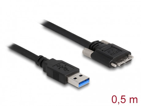 Delock 87798 Cable Usb 3.0 Type-A Male To Type Micro-B Male With Screws 0.5 M