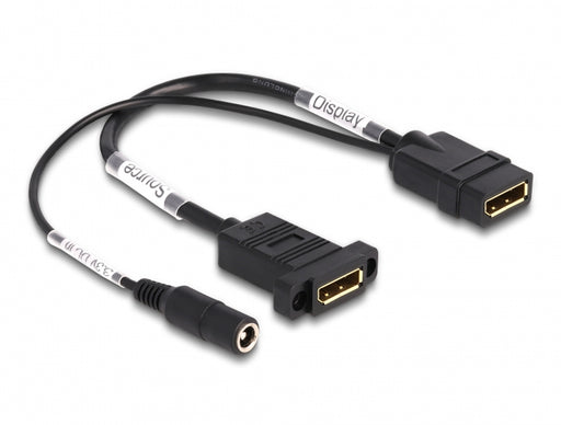 Delock 87039 Displayport Cable With Dc Feed 2.1 X 5.5 Mm 0.30 M Panel-Mount