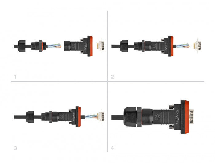 Delock 87802 D-Sub 9 Pin Male With Housing Ip67 Waterproof