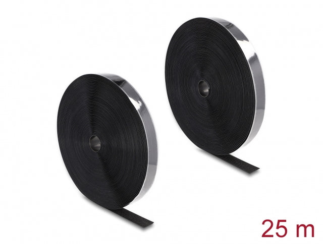 Delock 20859 Heavy-Duty Hook-And-Loop Tape Self-Adhesive L 25 M X W 25 Mm Black