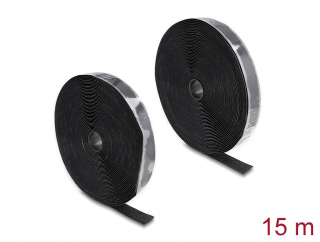 Delock 20857 Heavy-Duty Hook-And-Loop Tape Self-Adhesive L 15 M X W 25 Mm Black