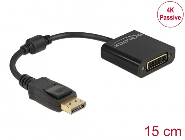 Delock 61023 Adapter Displayport 1.2 Male To Dvi Female 4K Passive Black