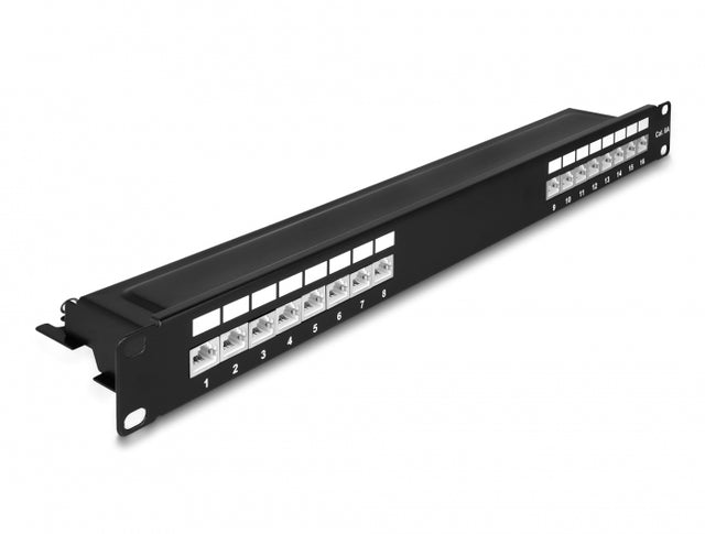 Delock 66876 19″ Patch Panel 16 Port Cat.6A 1U Black