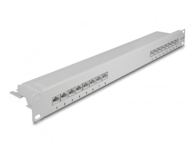 Delock 66877 19″ Patch Panel 16 Port Cat.6A 1U Grey