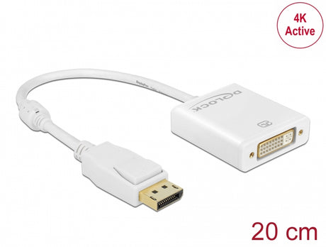 Delock 62600 Adapter Displayport 1.2 Male > Dvi Female 4K Active White