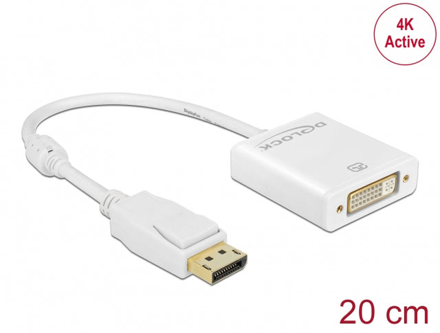 Delock 62600 Adapter Displayport 1.2 Male > Dvi Female 4K Active White